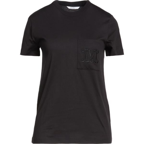 T-shirt da donna in nero pece girocollo a maniche corte in cotone Max Mara Max Mara