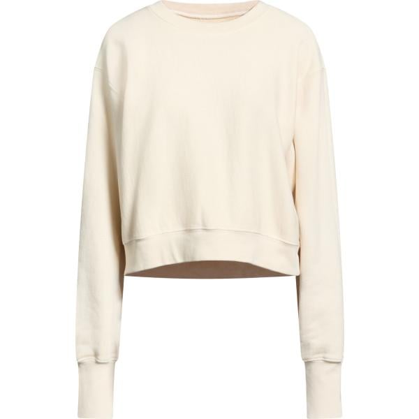 Felpa sportiva da donna in bianco avorio girocollo a maniche lunghe in cotone Les Tien Les Tien