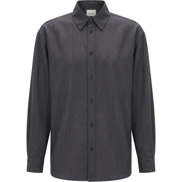 Camicia da donna oversize in grigio scuro collo classico a maniche lunghe con bottoni Alysi Alysi
