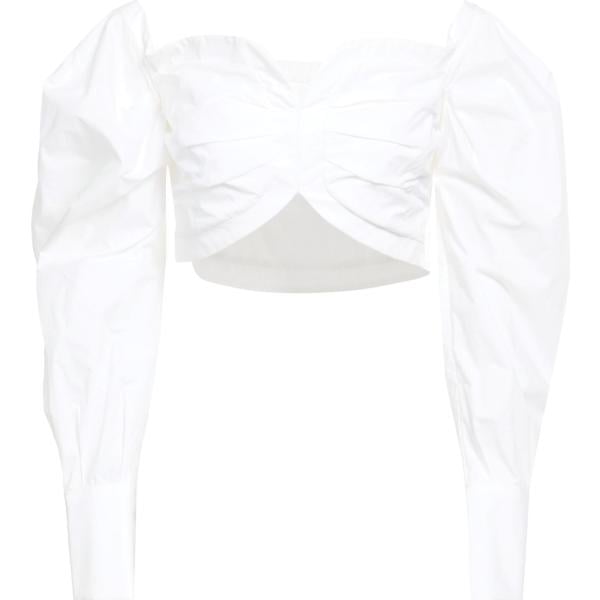 Top da donna in bianco neve con scollo a maniche lunghe con zip in cotone Babylon Babylon