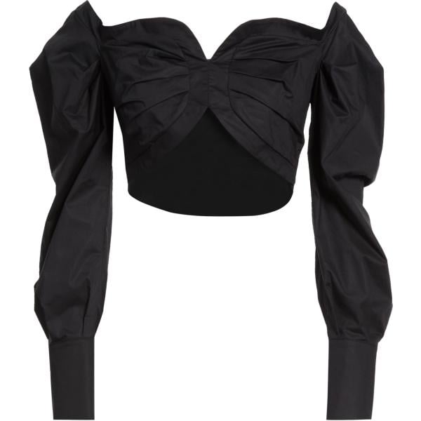 Top da donna in nero pece con scollo a maniche lunghe con zip in cotone Babylon Babylon