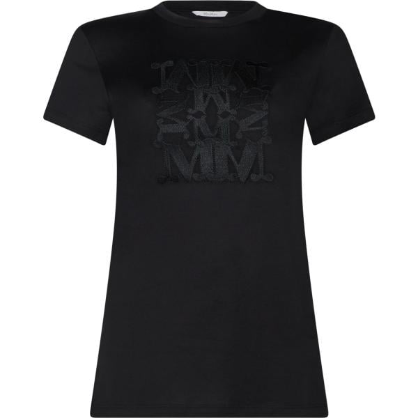 T-shirt da donna in nero pece girocollo a maniche corte in cotone Max Mara Max Mara