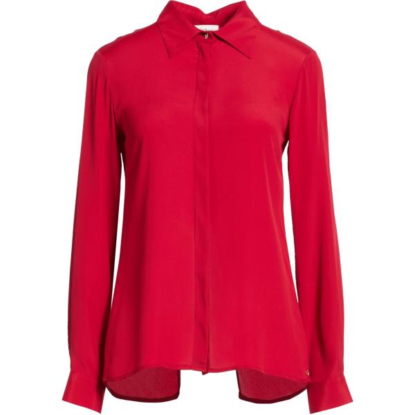 Camicia da donna in rosso classico collo classico a maniche lunghe con bottoni in acetato Ottod'ame Ottod'ame