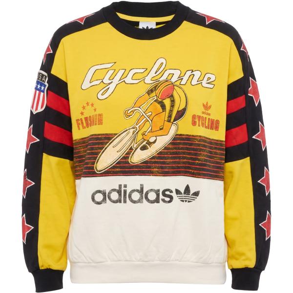 Felpa da donna oversize con stampe girocollo a maniche lunghe in cotone Adidas Originals Adidas Originals