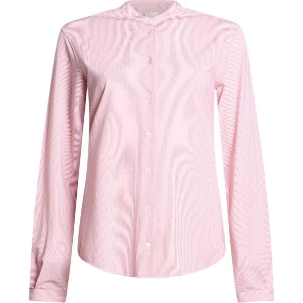 Camicia da donna in bianco avorio a righe collo coreana a maniche lunghe con bottoni Xacus Xacus