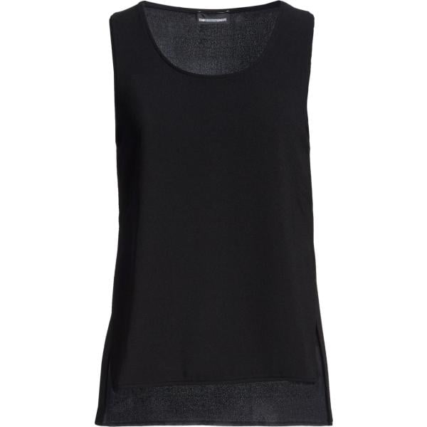 Top da donna in nero pece girocollo senza maniche in poliestere Emporio Armani
