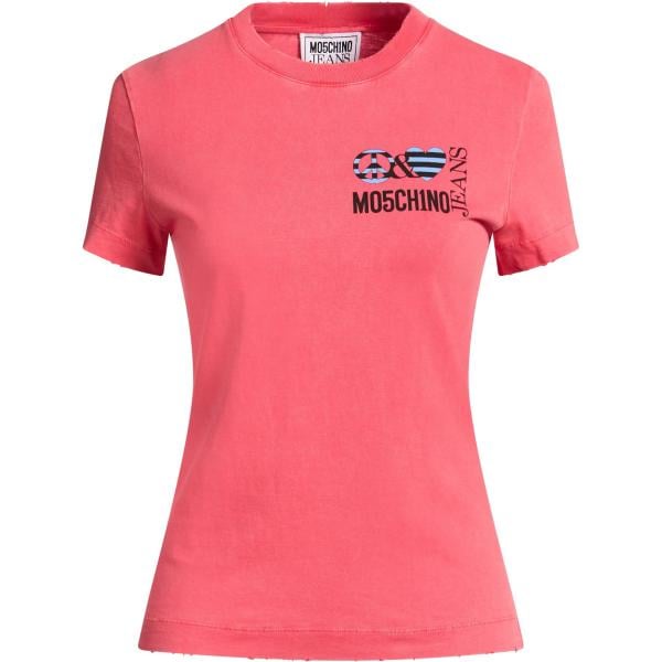 T-shirt da donna in rosa scuro con stampe girocollo a maniche corte in cotone Moschino Jeans Moschino Jeans