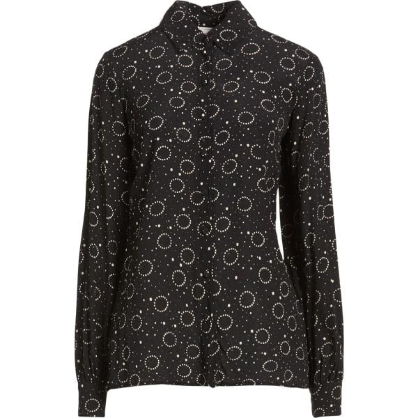 Camicia da donna in nero pece con stampe collo classico senza tasche a maniche lunghe con bottoni in viscosa Compagnia Italiana Compagnia Italiana