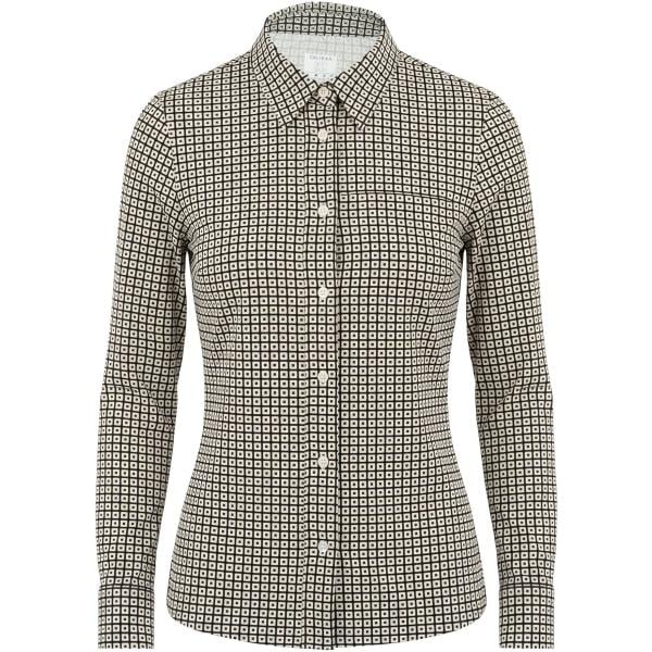 Camicia da donna in verde oliva geometrica collo classico a maniche lunghe con bottoni Caliban Caliban