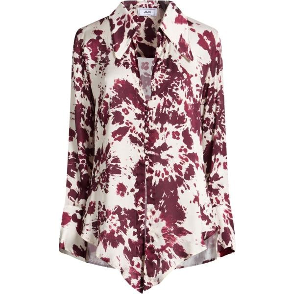 Camicia da donna forma asimmetrica collo classico a maniche lunghe con bottoni in viscosa Jijil Jijil