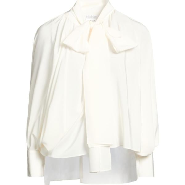 Giacca da donna in bianco neve a maniche lunghe con bottoni in seta Max Mara