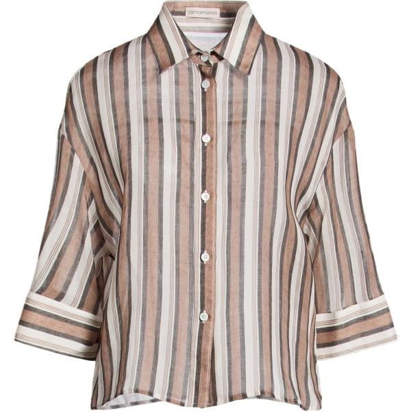 Camicia da donna in viola chiaro a righe collo classico con bottoni Camicettasnob Camicettasnob