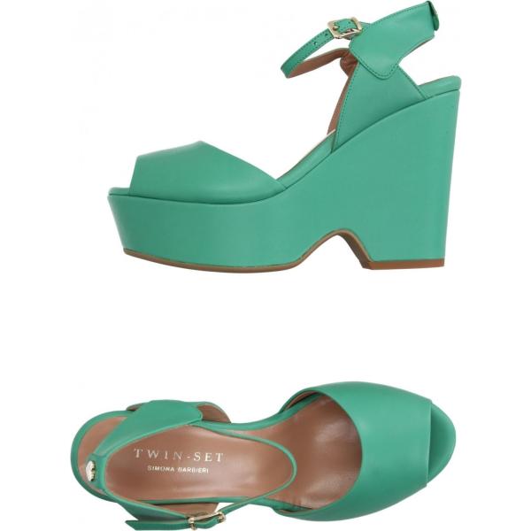 Sandali pelle con zeppe e fibbia con punta tonda tinta unita Twinset tinta unita