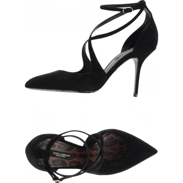 Décolleté effetto scamosciato con tacco spillo e cinturino a punta in pelle tinta unita Dolce & Gabbana nero tinta unita