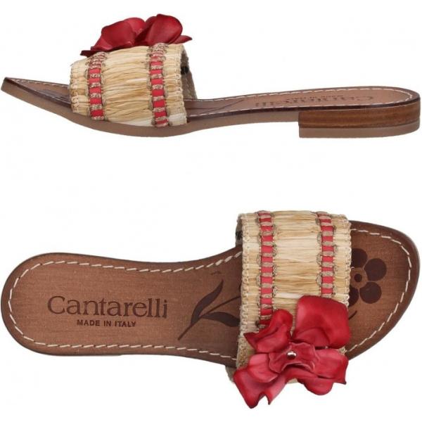 Sandali fantasia multicolore senza tacco con punta tonda in rafia Cantarelli multicolore