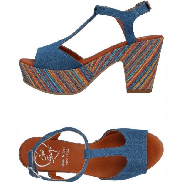 Sandali con tacco squadrato e cinturino con punta tonda in denim tinta unita Oroscuro tinta unita