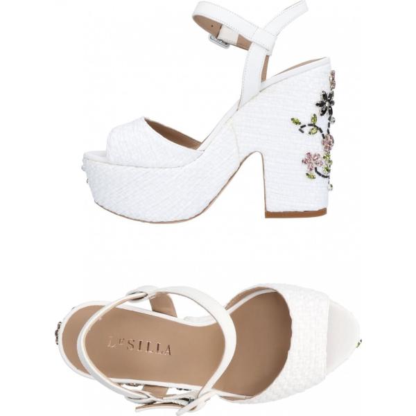 Sandali con strass e tacco squadrato con fibbia e punta tonda tinta unita Le Silla tinta unita