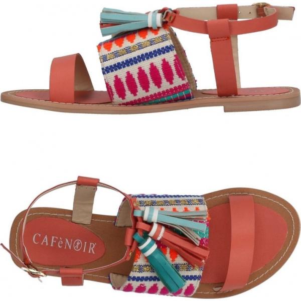 Sandali fantasia multicolore effetto laminato senza tacco con fibbia e punta tonda con nappine CAFèNOIR multicolore