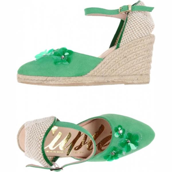 Espadrillas con zeppe effetto scamosciato con cinturino interno in pelle con punta tonda tinta unita Cuplé tinta unita