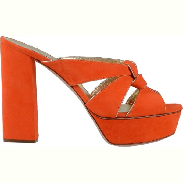 Sandali effetto scamosciato con tacco squadrato e punta tonda tinta unita Casadei tinta unita