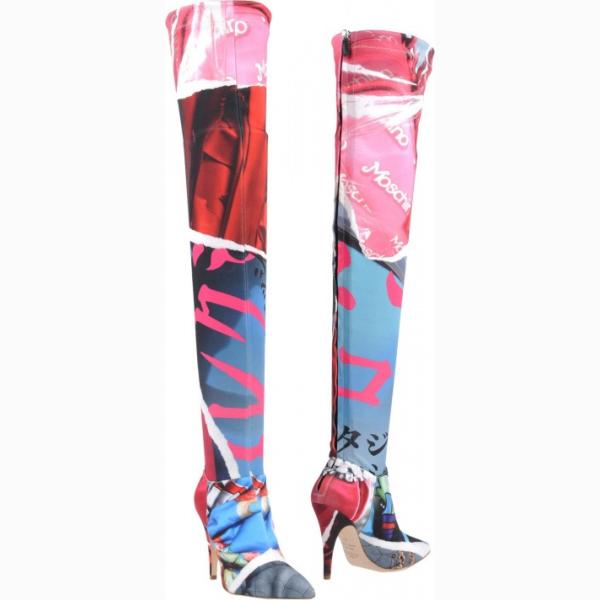 Stivali fantasia multicolore con zip a punta Moschino multicolore