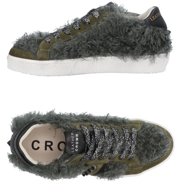 sneakers Leather Crown verde tinta unita
