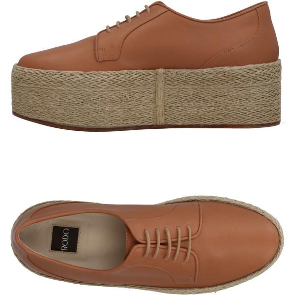 Scarpe stringate stringate flatform con punta tonda in pelle con zeppe tinta unita Rodo tinta unita