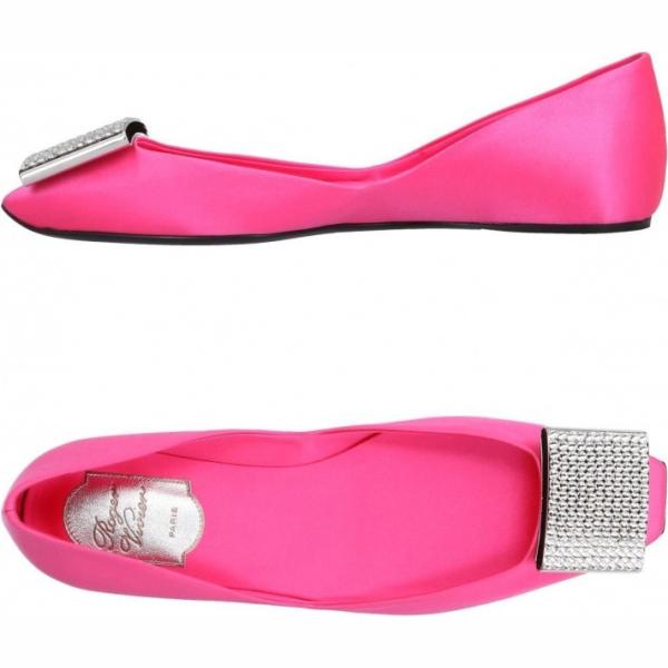 Ballerine con strass senza tacco con punta quadrata in raso tinta unita Roger Vivier rosa tinta unita