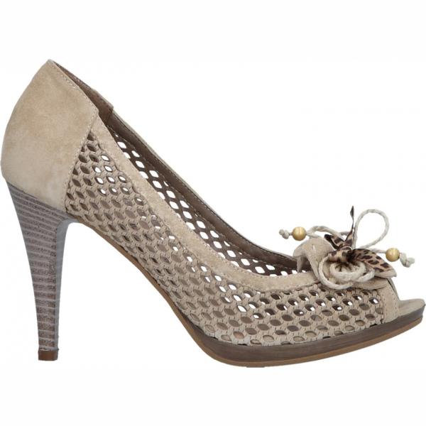 Décolleté effetto scamosciato interno in pelle open toe tinta unita Emanuela Passeri tinta unita