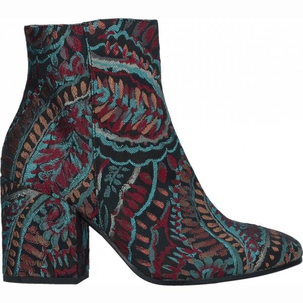 Stivaletti fantasia floreale con tacco squadrato e zip interno foderato con punta tonda jacquard Eliana Bucci a fiori