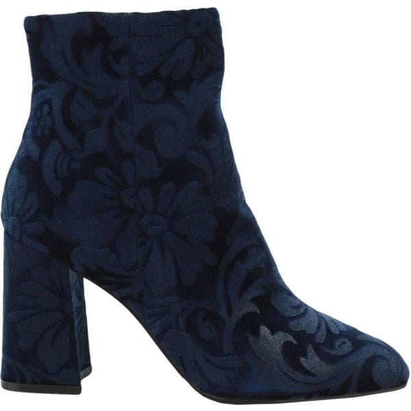Stivaletti fantasia floreale con tacco squadrato e zip con punta tonda in velluto Bruno Premi a fiori