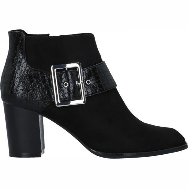 Stivaletti con stampa effetto scamosciato con tacco squadrato e fibbia con punta tonda in pelle sintetica tinta unita Maria Mare animalier