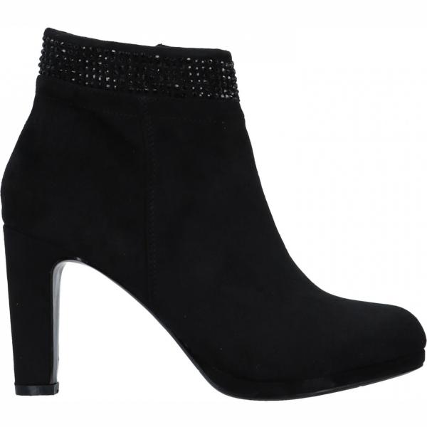 Stivaletti con strass e tacco squadrato con zip e punta tonda tinta unita Maria Mare tinta unita