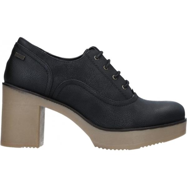 Scarpe col tacco stringate con tacco squadrato e punta tonda in pelle sintetica tinta unita Mtng tinta unita