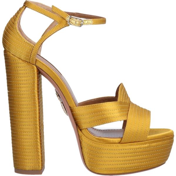 Sandali con tacco squadrato e fibbia con punta tonda in raso tinta unita Aquazzura tinta unita