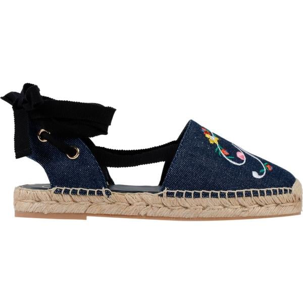 Espadrillas da donna in nero pece senza tacco a punta tonda in pelle Roger Vivier