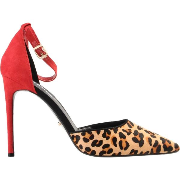 Décolleté fantasia effetto scamosciato con tacco spillo e cinturino a punta DUNE London animalier