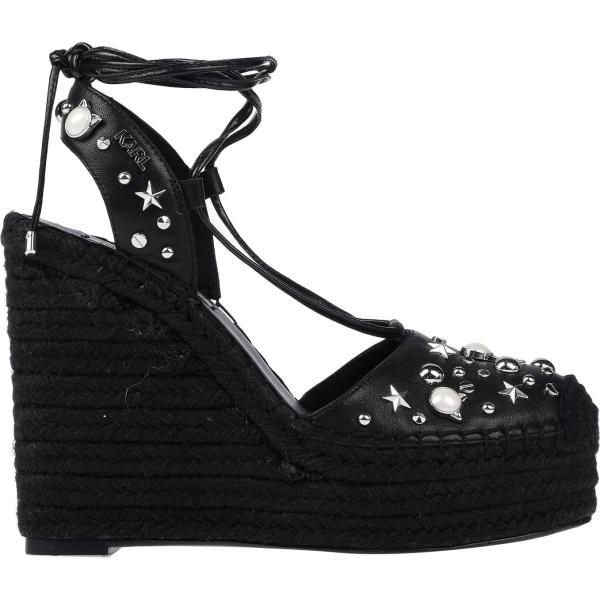 Espadrillas con zeppe e borchie con punta tonda tinta unita Karl Lagerfeld tinta unita