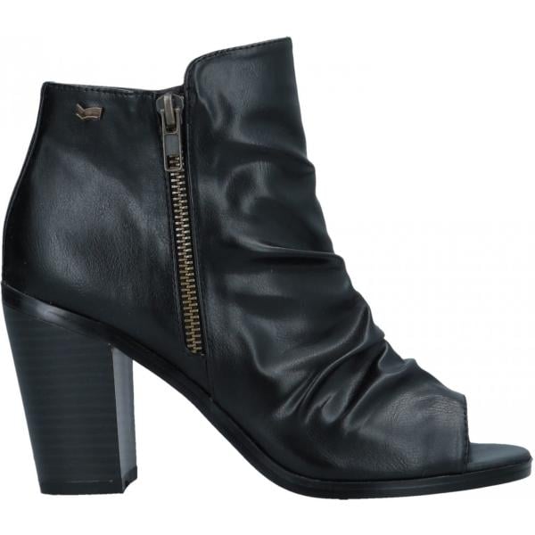 Stivaletti con tacco geometrico e zip interno sfoderato open toe pianta stretta in pelle sintetica tinta unita Gas Footwear tinta unita