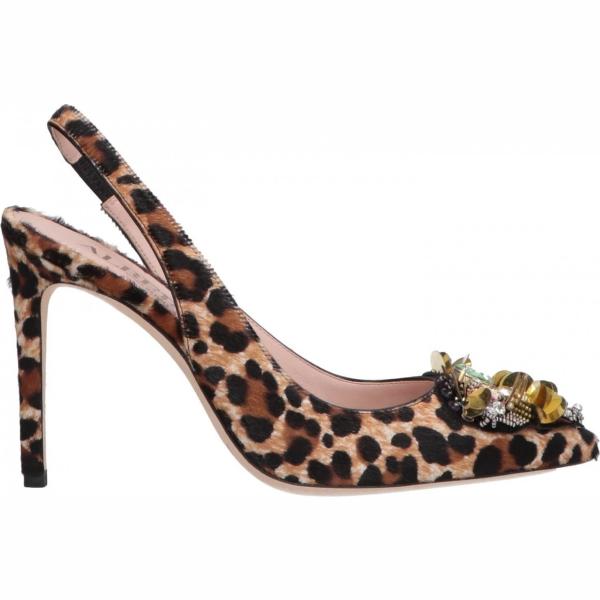 Décolleté slingback con strass fantasia con paillettes e tacco spillo a punta Alberto Gozzi animalier