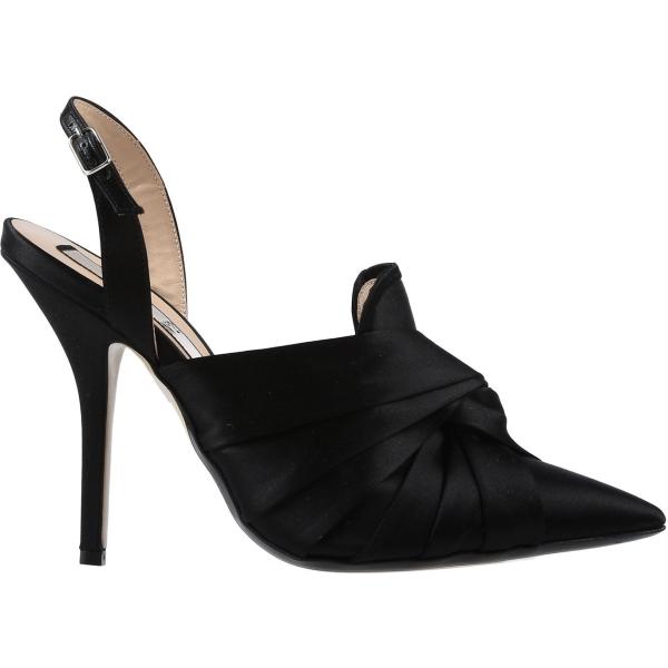 Décolleté slingback con tacco spillo e fibbia a punta pianta stretta in raso tinta unita N°21 nero tinta unita