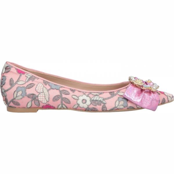 Ballerine con strass fantasia floreale effetto laminato senza tacco interno in pelle a punta jacquard Ras a fiori