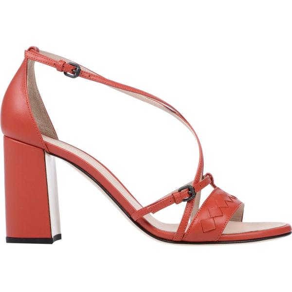 sandali col tacco Bottega Veneta rosso tinta unita