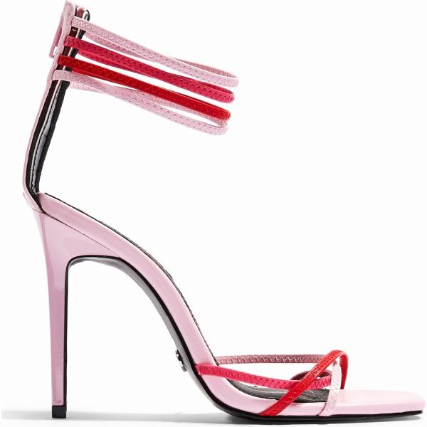 Sandali fantasia con tacco spillo e zip con punta quadrata in pelle sintetica Topshop multicolore