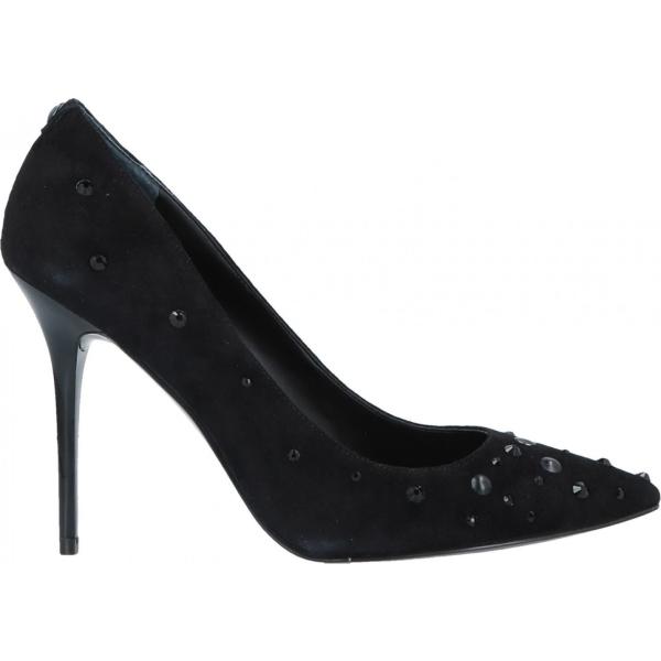 décolleté da donna in nero pece con strass con tacco spillo a punta in pelle Guess