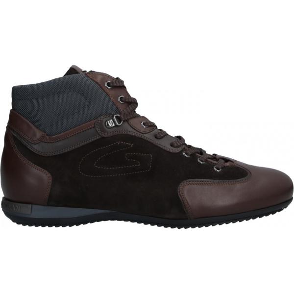 Sneakers tennis fantasia multicolore effetto scamosciato senza tacco con punta tonda in tessuto tecnico Alberto Guardiani marrone