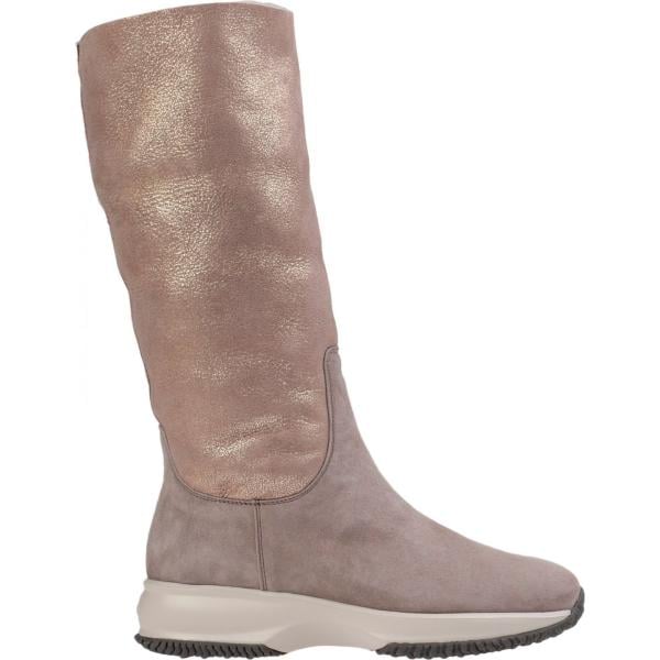 stivali da neve da donna in bianco neve effetto scamosciato con tacco squadrato neve a punta tonda in montone Hogan