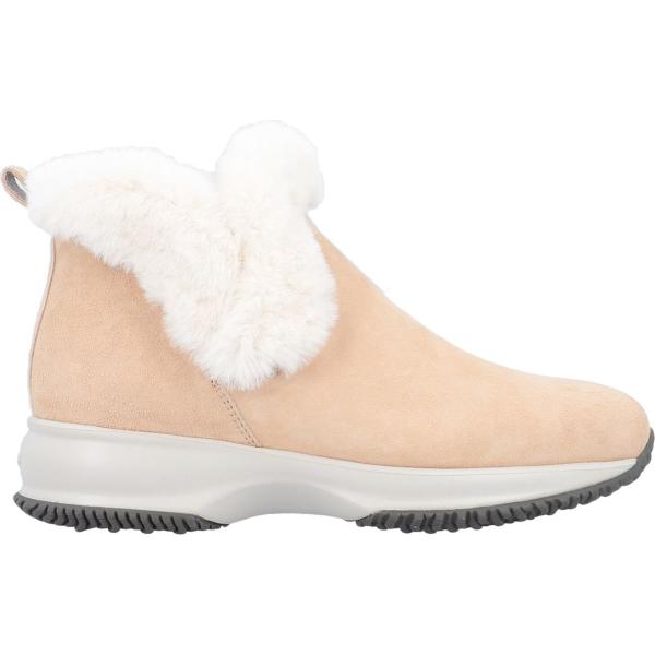 stivaletti da donna in bianco neve effetto scamosciato con tacco squadrato a punta tonda Hogan