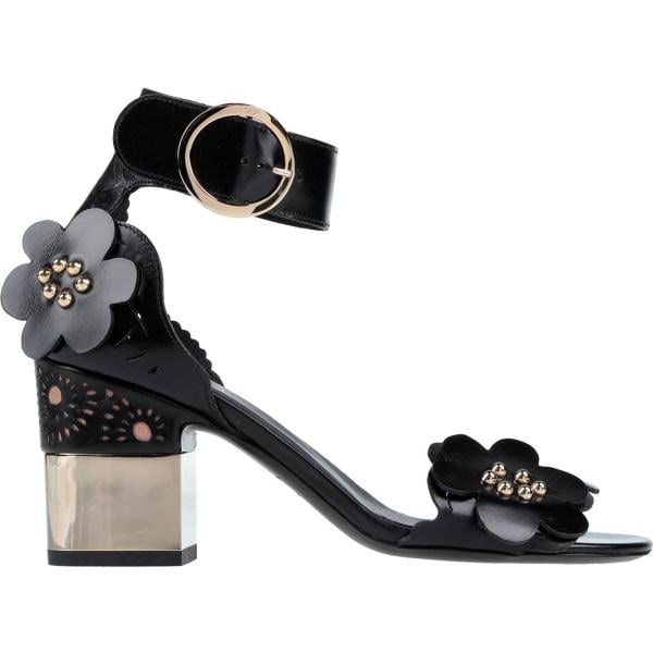 sandali in pelle Roger Vivier nero a fiori