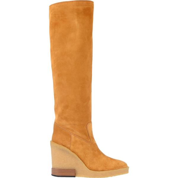 stivali da donna in arancione scuro effetto scamosciato con tacco a punta tonda in pelle Tod's